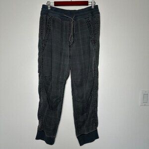 Anthropologie Kallie Plaid Leopard Jogger Pants Gray Lyocell Medium